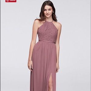 David’s Bridal Lace and Mesh Open Back Long